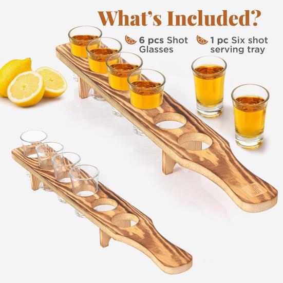 Стойка для бокалов для вина 6 маленьких бокалов для вина, деревянный держатель для вина, поднос для виски, водки, текилы, хороший помощник для вечеринок, домашнего бара, ресторана