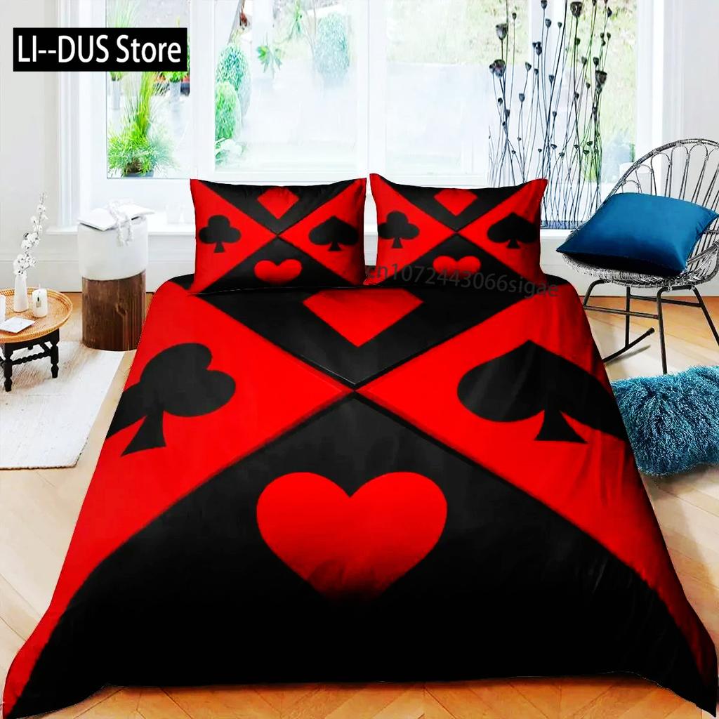 Покер King Queen Пододеяльник Современный комплект постельного белья для карточных игр Геймерский игровой пододеяльник Покрывало для азартных игр Спортивная одежда Полиэстеровый пододеяльник