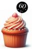 Toppers 60th Birthday Black Background White Lettering 6 pcs