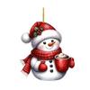 Snowman Pendant Christmas Tree Ornament with Lanyard Easy To Hang Adorable Acrylic Flat Car Interior Decoration Pendant