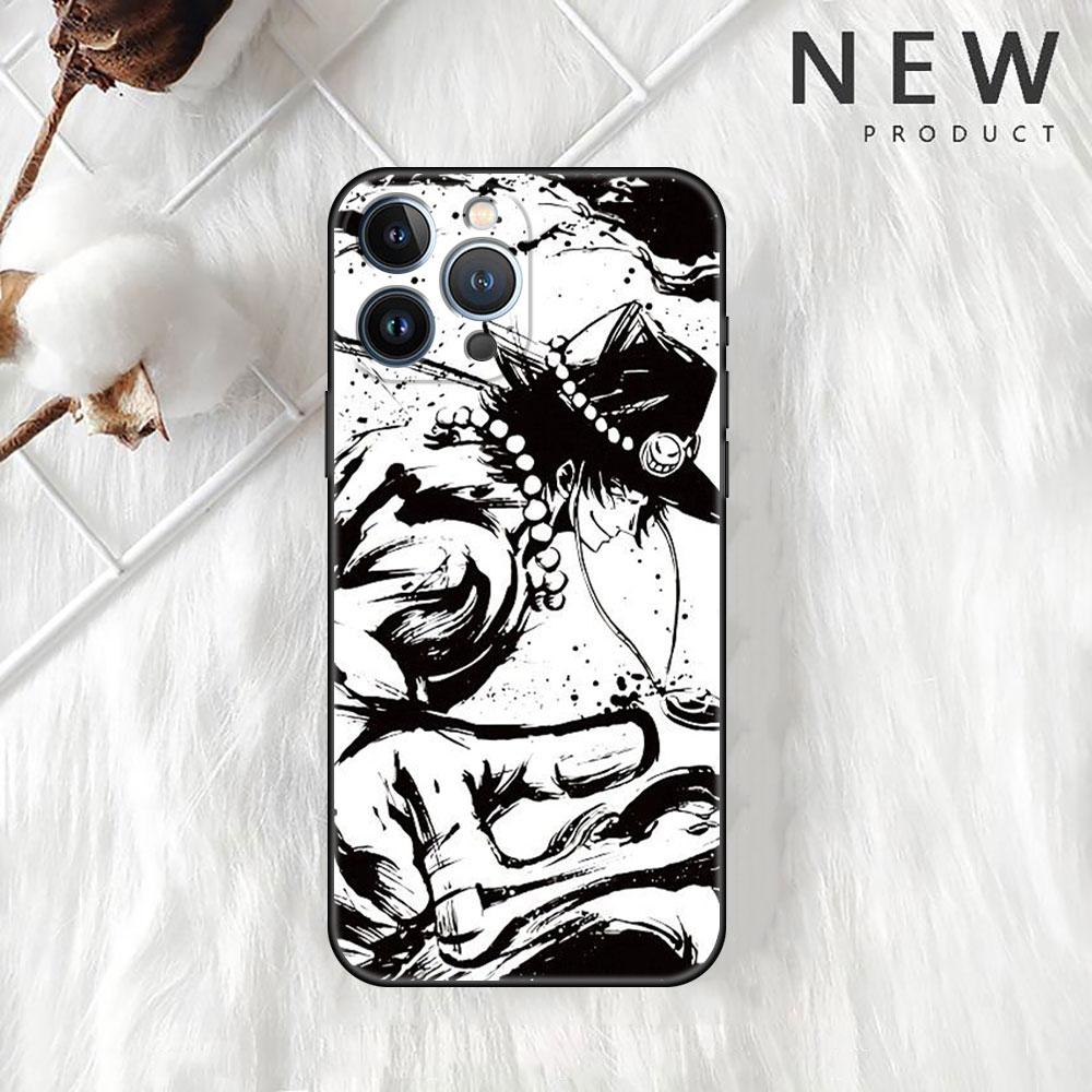 Case For Apple iPhone 11 13 14 12 Pro 7 Plus XR X XS Max 6 6S 13Pro Max Black Silicone Phone Funda Anime One- Piece