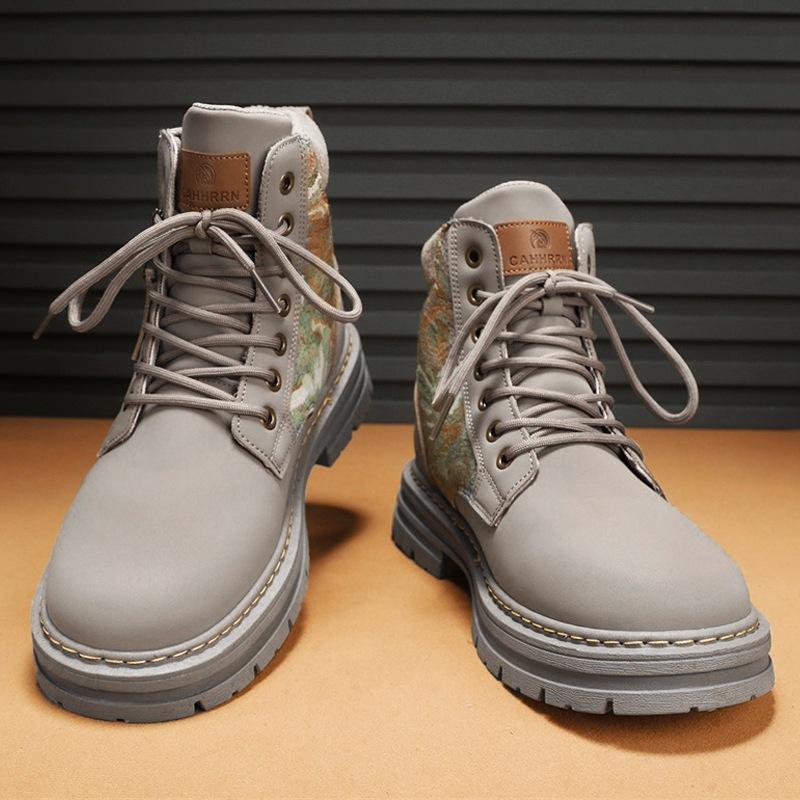 Ботинки мартинсы мужские 2024 новые осенне-зимние мужские ботинки корейская версия трендовые мужские ботинки высокие повседневные кожаные ботинки увеличивают рост