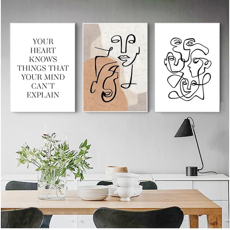 Geometric Line Drawing Abstract Canvas Painting Scandinavian Vintage Poster Nordic Print Wall Art Picture Modern Home Decoration