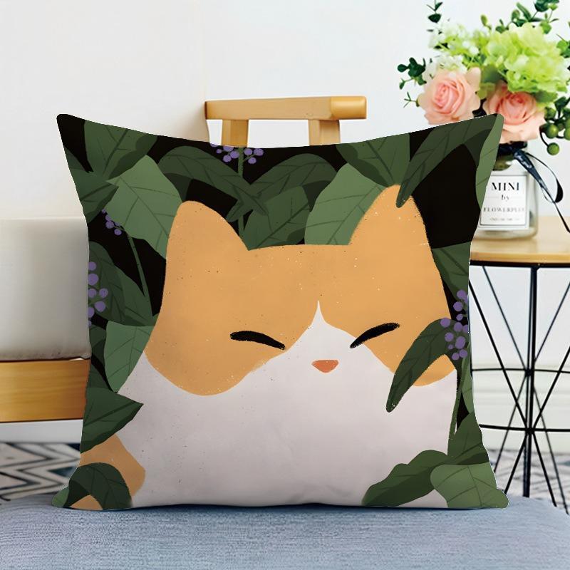 Cartoon Shiba Inu Print Decorative Pillowcase Bedroom Living Room Square Cushion Pillowcase