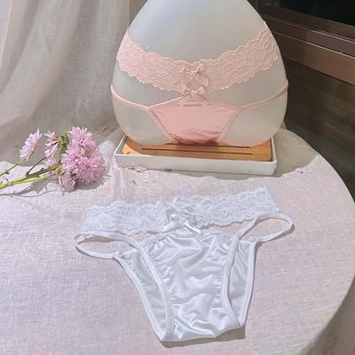 Бесшовные атласные стринги для женщин, полые кружевные стринги, нижнее белье без дырок, женское