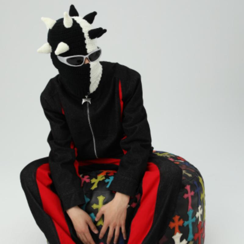 New Hand-knitted Star Striped Cat Ear Braid Hat Halloween Ear Protection Fashion Versatile Hat