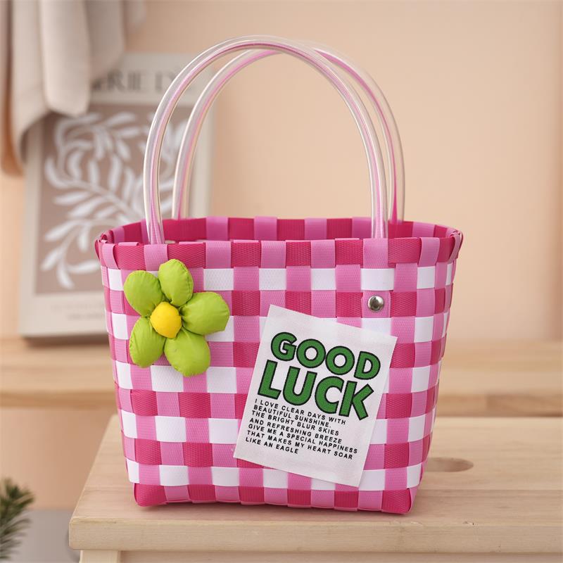 Sweet and Cute Handbag Handwoven Bag with Gift Basket Fashion Vegetable Basket Bag Versatile Beach Bag