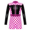 Детский комбинезон с длинными рукавами и принтом шахматной доски для девочек Biketard, костюм гонщика, карнавальный костюм для Хэллоуина, гимнастический костюм для танцев