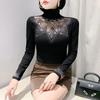 Spring Autumn Fashion New European Clothes T-Shirt Sexy Women Turtleneck Diamonds Tops Blouses Elegant Casual Long Sleeve Slim Tees