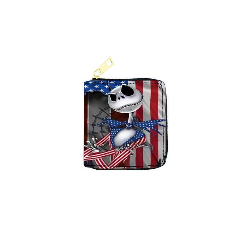Nightmare Before Christmas PU Wallet Student Men's Short Coin Purse ID Card Holder Jack Skellington Print 6pcs