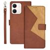 IDEWEI For Oppo A5x 4G Case Card Slots Splicing Color Leather Phone Cover with Wrist Strap