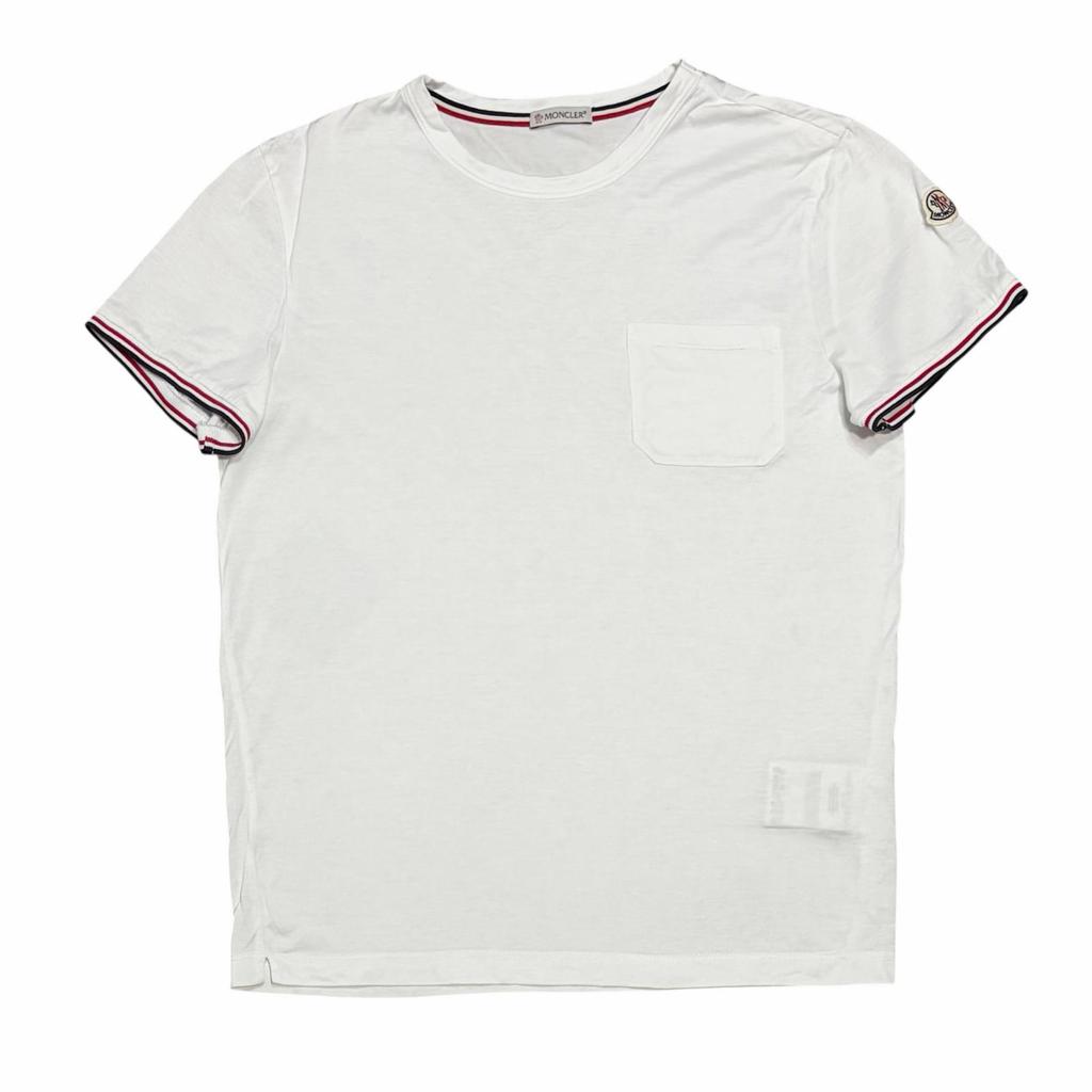 Moncler Трехцветная футболка Белая Мужская Размер S Модель E109180198008390Y