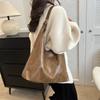 Solid Color Commuting Shoulder Bag Large Capacity Vintage Underarm Bag Soft Leather Tote Bag  Women
