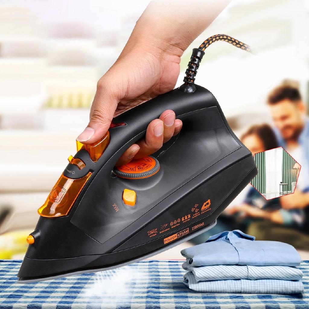 Паровой утюг для одежды с 4 уровнями регулировки, вертикальный электрический утюг с функцией самоочистки, дорожный портативный отпариватель для глажки, 2500 Вт, черно-красный