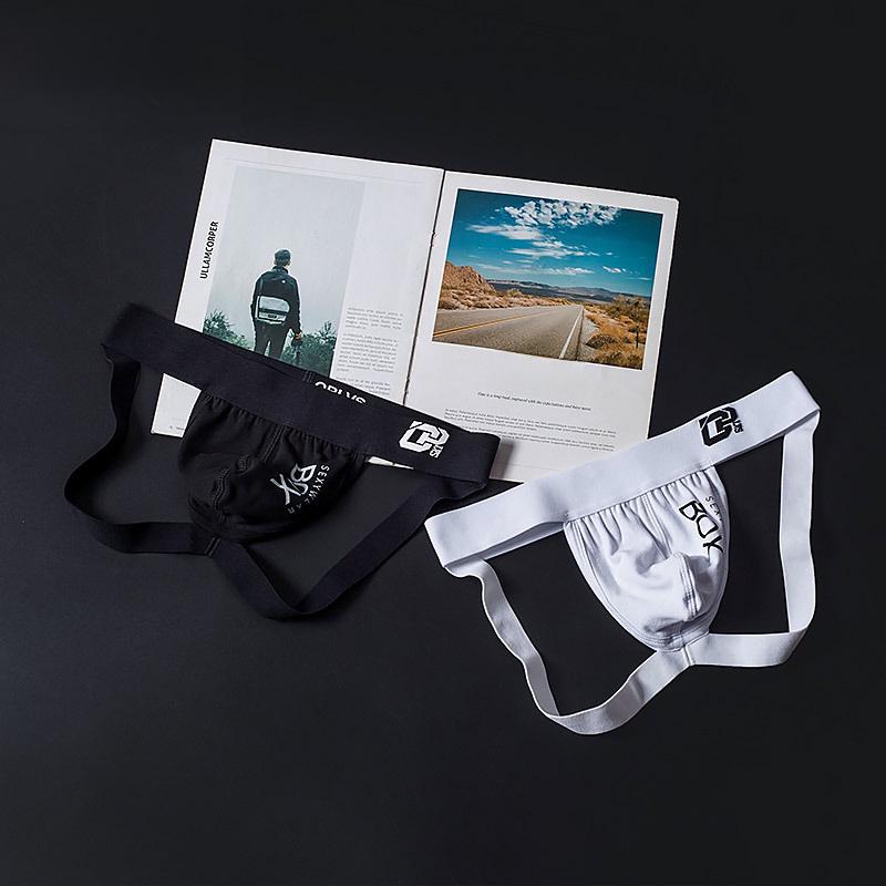 Мужские летние хлопковые спортивные стринги - Низкая посадка, Подтягивающие бедра, Дизайн с надписью