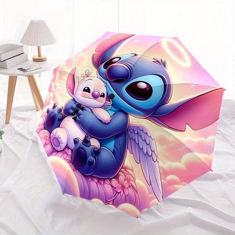 Stitch,Angel Themed folding umbrella, the best choice for gift giving, 8 ribs, casual, durable, lightweight and portable travel umbrella, su