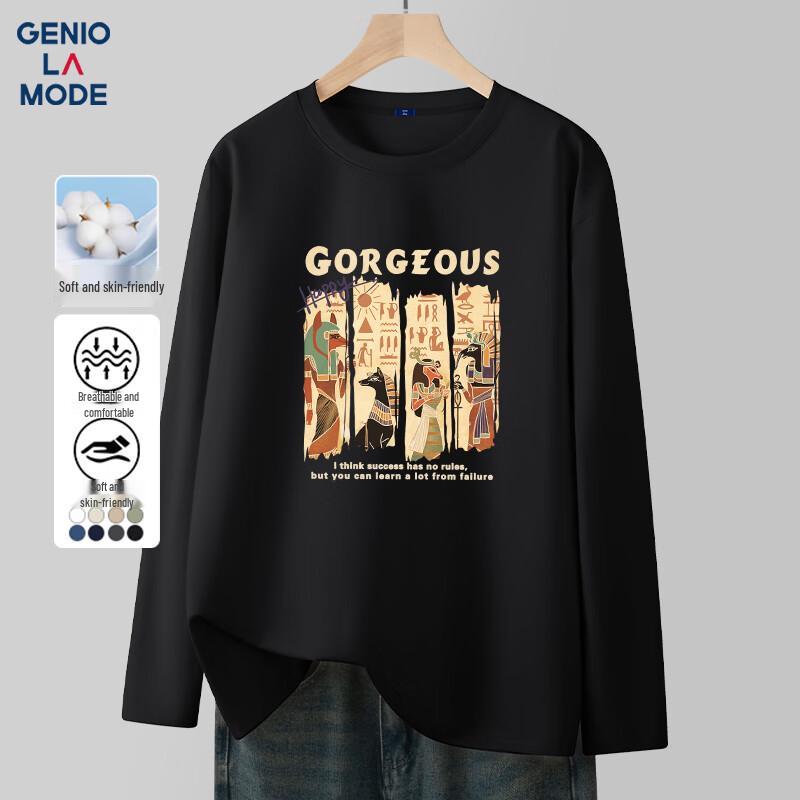 Мужская футболка с длинным рукавом из чистого хлопка GENIOLAMODE