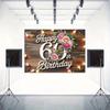 2D 60th Birthday Banner Rustic Wooden Floral Background for Women 60th Birthday Party Decoration