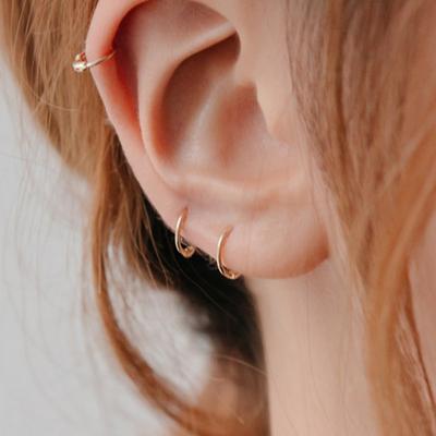 LUNNE 14k Ежедневные серьги-кольца с застежкой-щелчком (14-каратное золото) #ER01