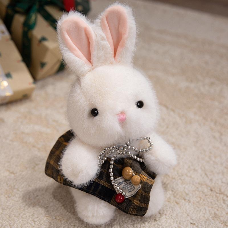 Милая плюшевая игрушка-маленький кролик в сидячей позе, кукла-кролик в цветочном платье, кукла для игрового автомата, подарок на день рождения для девочки