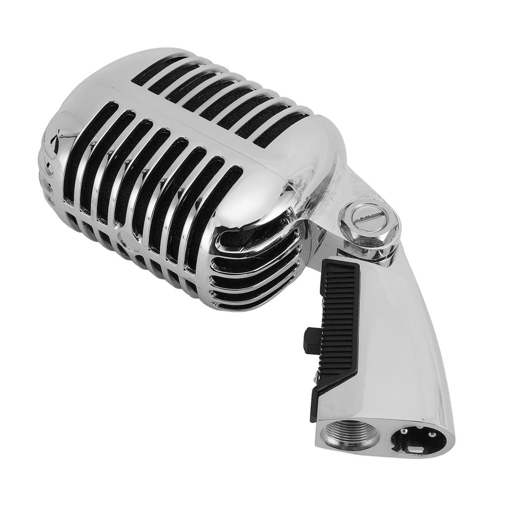 Classic Vintage Microphone Self Tensioning Swivel Rack Retro Dynamic Microphone Die Casting Shell High Signal Output for Speech for Stage Performance