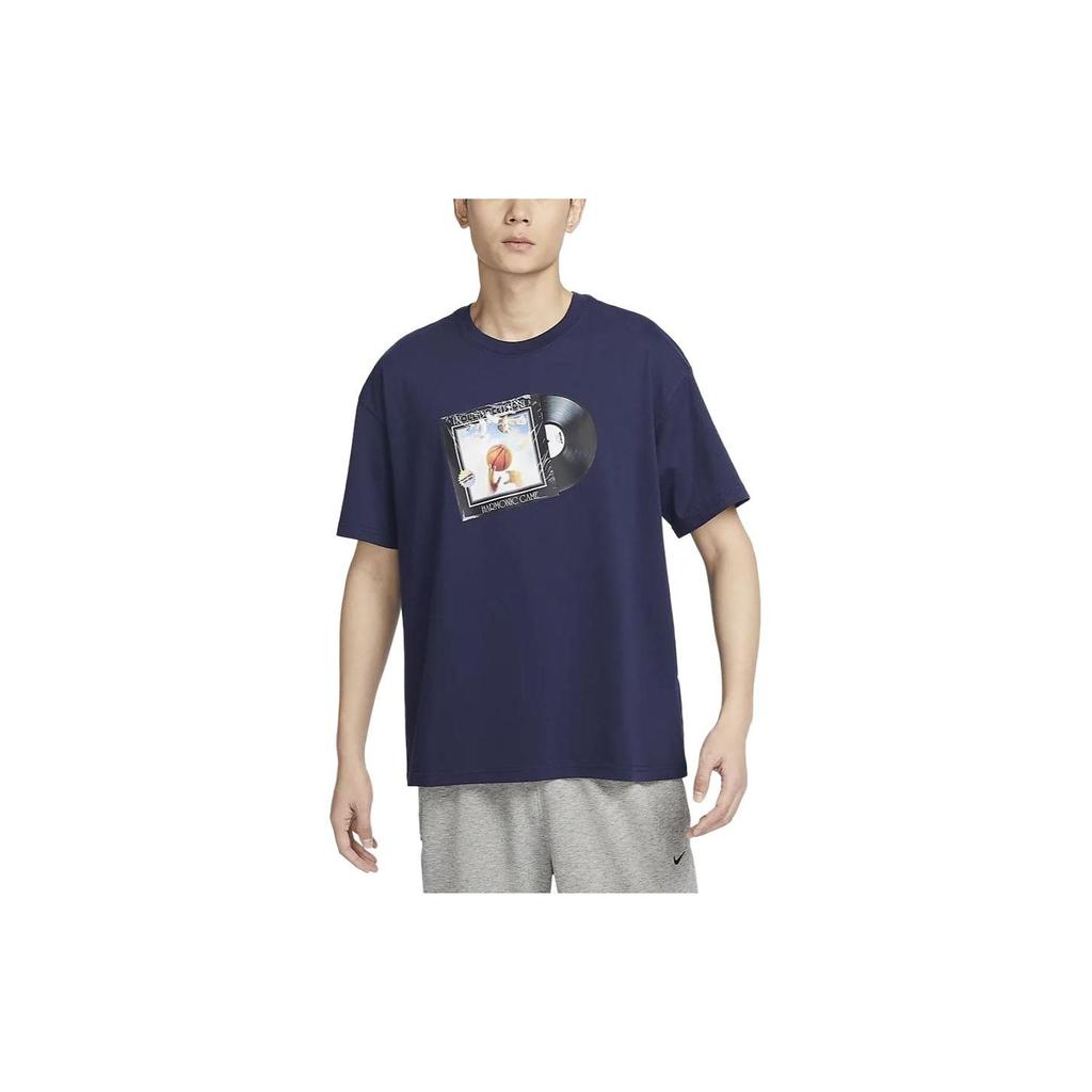 Nike Printed Pattern Crew Neck Casual Pullover Short Sleeve T-Shirt Men Tops Deep-Navy FQ4915-410