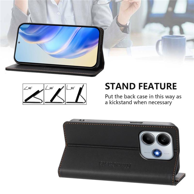 Роскошный антивор-кошелек флип-чехол для телефона Redmi Note 14 Pro 4G 14C 14R Turbo 4 Plus 5G кожаные чехлы магнит однотонный