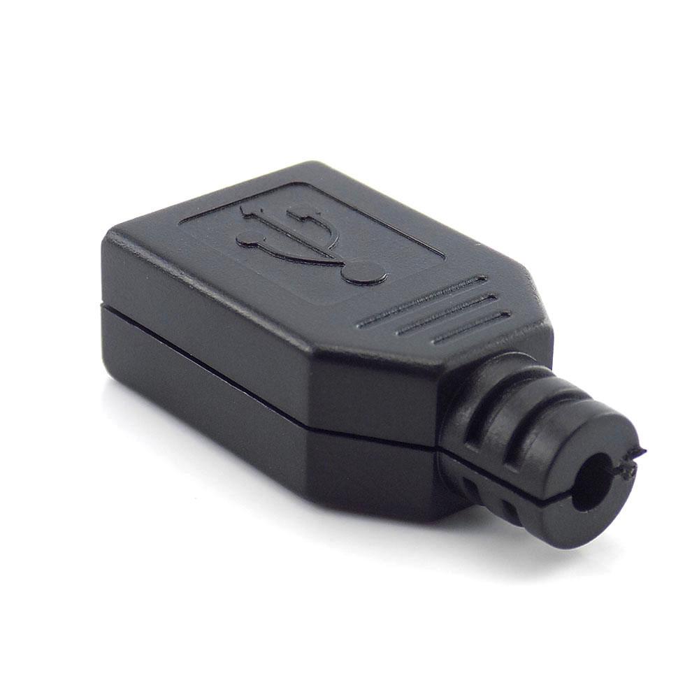 10 шт. DIY USB-разъем типа A женский USB 2.0 4-контактный адаптер гнездо для пайки с черной пластиковой крышкой