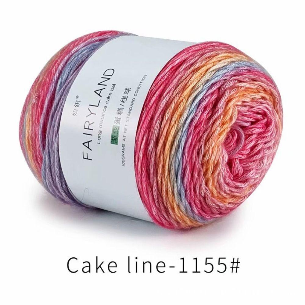Hand-woven Rainbow Woollen Yarn 100g Multi-Color Yarn Dyeing Crocheting Cake Yarn  Baby