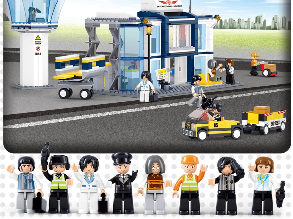 678PCS International Airport Building Blocks Passenger Aircraft Console Terminal Plane Model Brick Kids Educational DIY Toy Gift