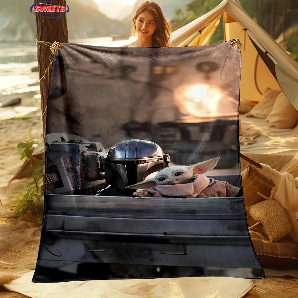 Warm and Cozy Flannel Blanket, Star Wars Grogu Din Djarin Blanket, Sofa Bedroom Office Leisure Nap Cover Blanket,Kid's Nice Gift