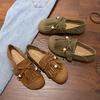 Cow Suede Round Toe Flats Spring/autumn Slip-on Women's Shoes On Sale 2025 New Solid Butterfly-knot Tassel Women's Shoes