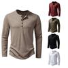 Men's Cotton Button Henley Neck Shirt Long Sleeve Casual Button Solid Color Fashion T-Shirts