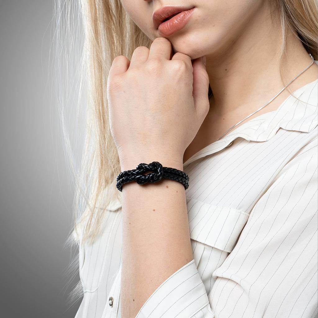 Bracelet Black Leather 18cm with Gift Box Jewelry Friendship Gifts for Wife Women's - Mother, Brother, Daughter,