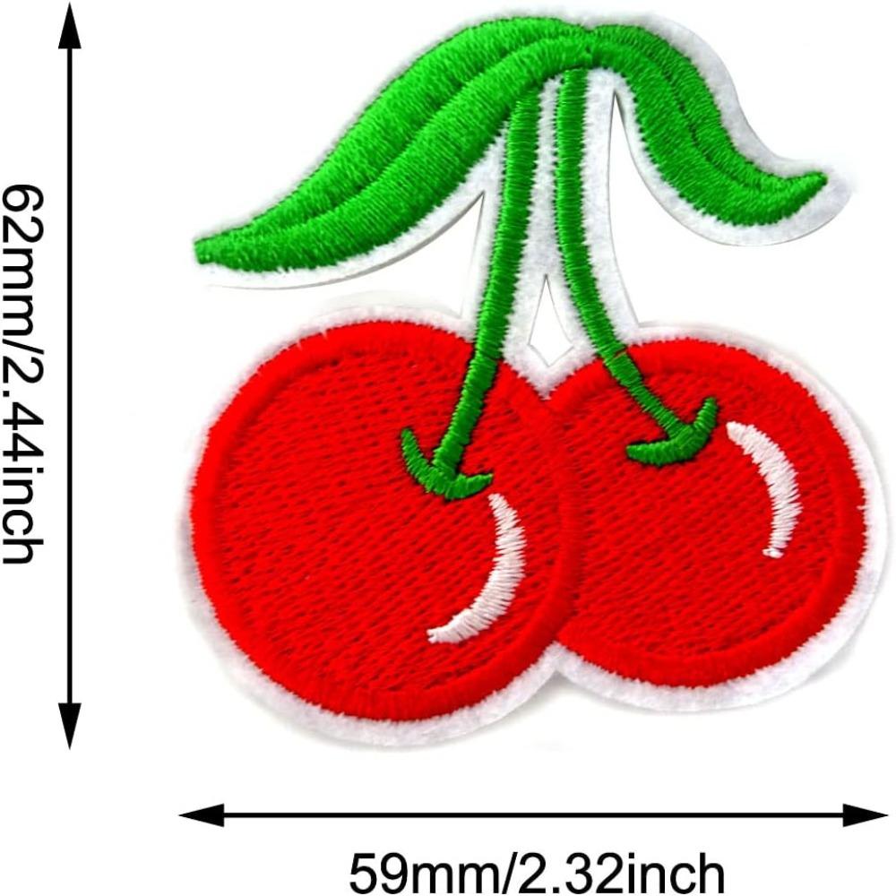 20 штук Полиэстер Милые нашивки с вишнями Красные Милые фруктовые пришивные/приклеивающиеся нашивки Джинсы
