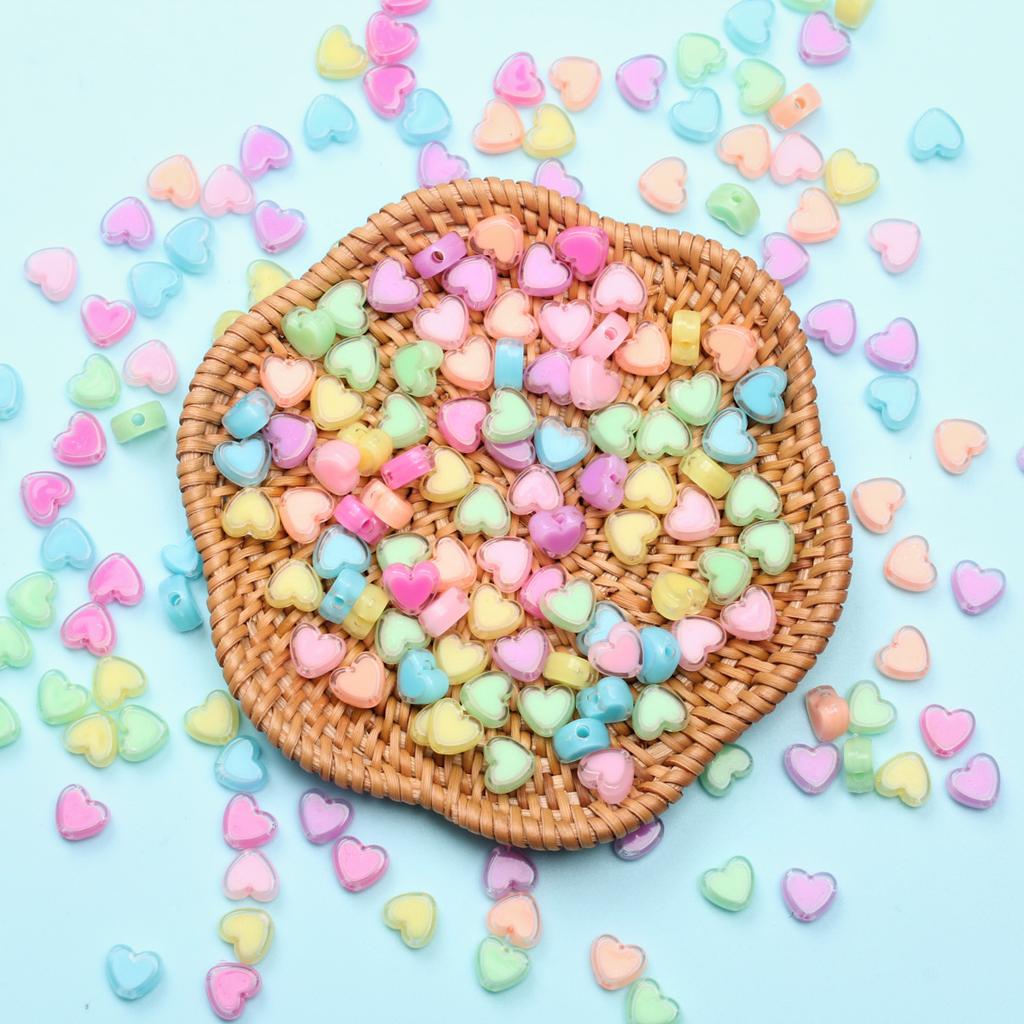 200 шт. Бусины-разделители Браслет ручной работы Свободные бусины Подвески DIY для изготовления ювелирных изделий Акриловое ожерелье Сэндвич в форме сердца Прозрачный 7*8 мм