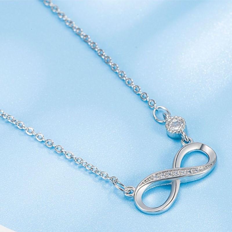 ANENJERY Zircon Number Eternity Necklace for Women Simple All-match Clavicle Chain Jewelry Birthday Gift