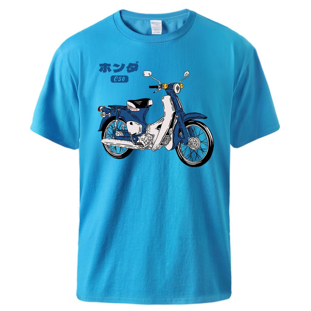 Классическая футболка с принтом мотоцикла Super Cub C50, мужская, хлопковая, модная, с коротким рукавом, мягкая, дышащая, базовая футболка на каждый день