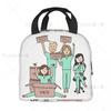 Мультяшная женская сумка для ланча с принтом медсестры для женщин Нет Пара Де Добрар Медсестра в беде Изолированная сумка-холодильник Оксфордская сумка-тоут для еды