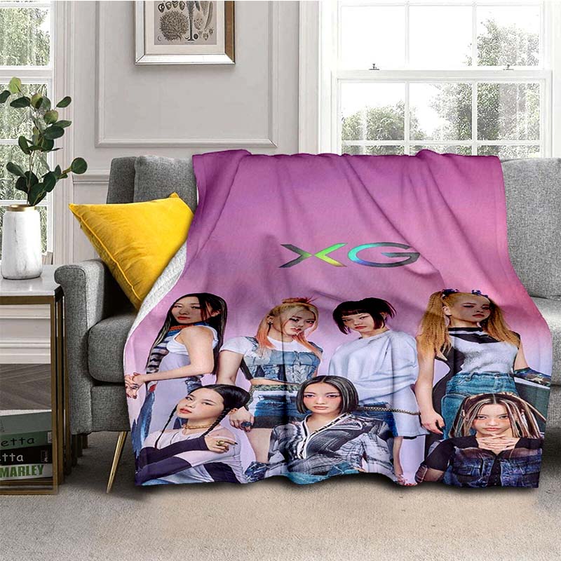 Soft flannel blanket, K-POPX-XG girl group poster blanket, portable home travel blanket, suitable for sofa beds, bedrooms, and