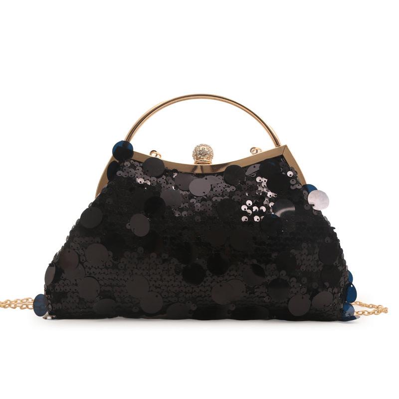 Модная сумка для ужина с пайетками и зажимом 2024 года, новая сумка через плечо, модная высококачественная универсальная сумка