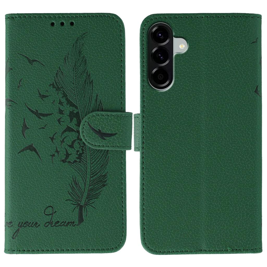 For Samsung Galaxy A56 5G Case Feather Imprint PU Leather Wallet Phone Cover