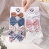 4Pcs Sweet Lace Printed Bowknot Hair Clips for Hair Girls Handmade Hairpin Boutique Barrettes Headwear Baby Hair Accessories