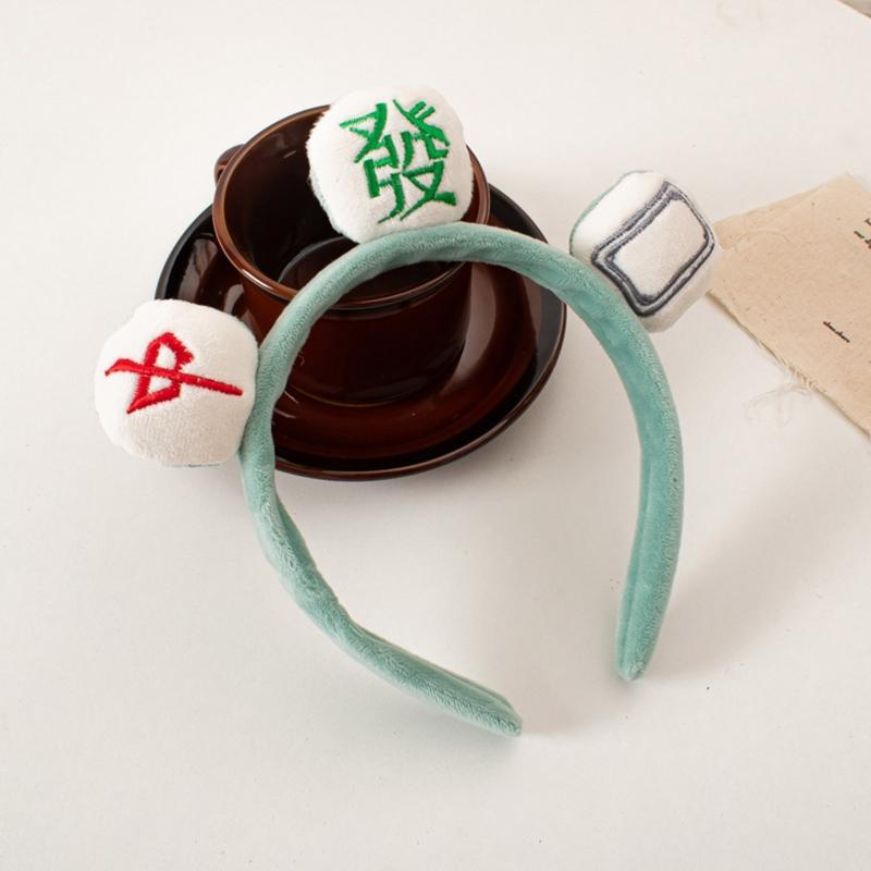 Плюшевая повязка для волос Маджонг Мягкие спа-повязки Эластичный тюрбан Нескользящий Креативный эластичный хедрэп для умывания лица, макияжа