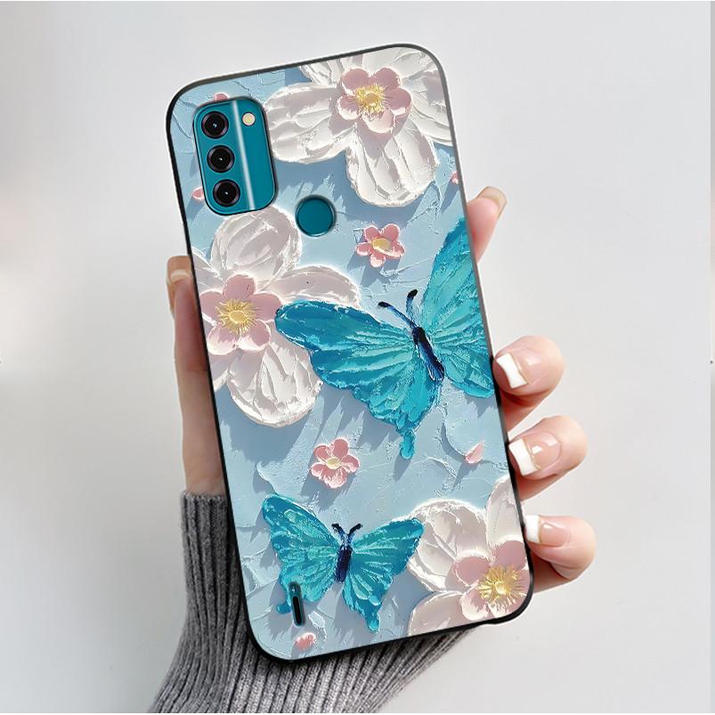 For Nokia C31 / Nokia C21 Plus Case Fashion Luxury Flowers Butterfly Black Protective Soft Silicone Cover For NokiaC31 Casing