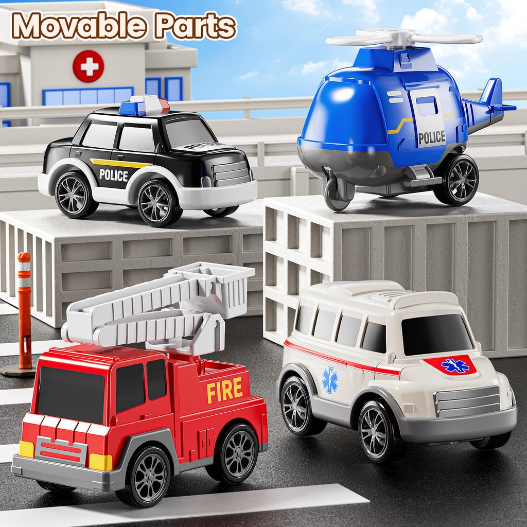 Ambulance 5 In 1 Truck Toys For 3 4 5 6 Years Old Boys Toddlers Kids Carrier Fire Trucks Cars For Boy Toys Birthday Gift Trucks