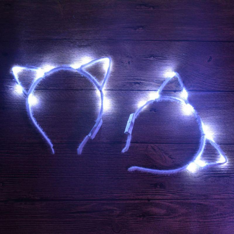 1шт. Повязка на голову, светящиеся кошачьи ушки, головной убор, цветная вспышка, повязка на голову