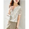 New Summer Style Light and Breathable Floral V-neck Short-sleeved Chiffon Shirt for Women To Look Slim and Versatile Top
