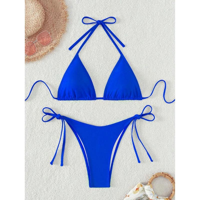 8 Colors Halter Brazilian Bikini Women Swimwear Female Swimsuit Two-pieces Bikini Set Padded Bather Bathing Suit Swim Lady