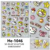 Redanco 5D тисненые наклейки для ногтей Hello Kitty - 3D клейкие декали